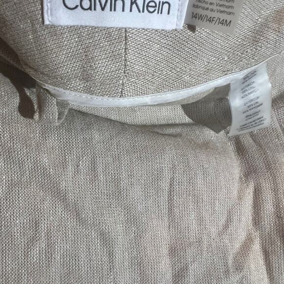 Calvin Klein Plus Size Linen Skinny Pants Women 14W Khaki Slim High Rise NWT - Picture 5 of 5